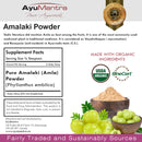 Amalaki Powder packaging with USDA Organic certification and AyuMantra branding.