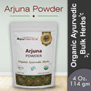 Package of Arjuna Powder by AyuMantra on a light gray background