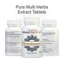 AyuMantra Bronchocare dietary supplement bottles on a white background.