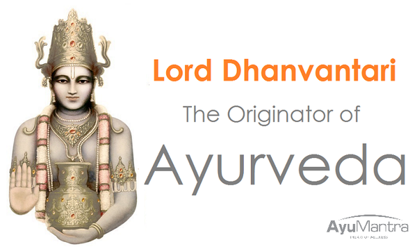 Lord Dhanvantari, the Hindu god of Ayurveda, holding the divine pot of nectar (Amrita Kalash).