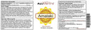 Front and back labels of AyuMantra Amalaki dietary supplement tablets, showing product details, ingredients, directions, and warnings in English and French.