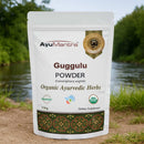 AyuMantra Guggulu Powder packaging with a natural background