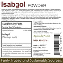 Label of Isabgol Powder supplement with text and barcode