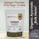 Package of Isabgol Powder by AyuMantra on a light gray background