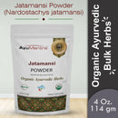 Jatamansi Powder package with AyuMantra branding on a light gray background
