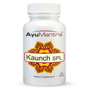 A bottle of AyuMantra Kaunch SPL dietary supplement with 90 tablets, designed to support scalp health and energy levels.