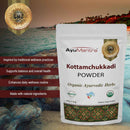 AyuMantra Kottamchukkadi Powder packaging with scenic background