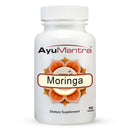 A bottle of AyuMantra Moringa dietary supplement with 90 tablets.