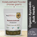 Package of AyuMantra Kolakulathadi Powder with branding and product details on a light background