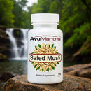 AyuMantra Safed Musli dietary supplement bottle with a natural background