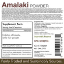 Amalaki powder supplement label with text and barcode