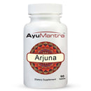 AyuMantra Arjuna dietary supplement bottle on a white background.