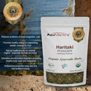 AyuMantra Haritaki Powder packaging with natural background