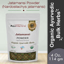 Package of AyuMantra Jatamansi Powder on a light green background