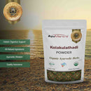 AyuMantra Kolakulathadi Powder packaging with a scenic background