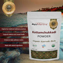 AyuMantra Kottamchukkadi Powder packaging with a scenic background