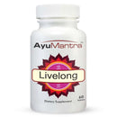 AyuMantra Livelong dietary supplement bottle on a white background