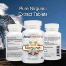 AyuMantra Nirgundi dietary supplement bottles with mountain background