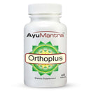 AyuMantra Orthoplus dietary supplement bottle on a white background