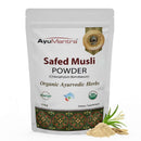 AyuMantra Safed Musli Powder packaging on a white background