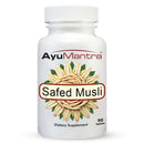 AyuMantra Safed Musli dietary supplement bottle on a white background