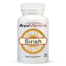 Front label view of AyuMantra Sirish tablets bottle on a white background.