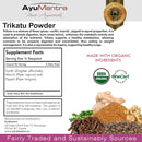 AyuMantra Trikatu Powder label with ingredients and supplement facts.