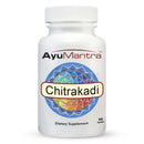 Front packshot of AyuMantra Chandraprabha vati tablets, 90 count dietary supplement bottle.