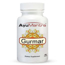 Front view of AyuMantra gurmar tablet bottle showing clear product label and 90 tablets.