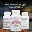 Kanchnar tablets image with three bottles showing front label, back text, and supplement facts panel.
