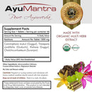 Kishore Guggul tablets supplement facts label with organic multi herb extract ingredients.