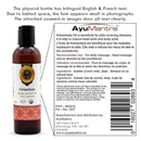 A bottle of Ksheerbala organic ayurvedic oil next to a label detailing its use for head and body ache relief.