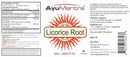 AyuMantra Licorice Root supplement label with branding and product details.