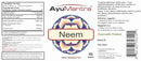 AyuMantra Neem Ayurvedic product label with text and graphics.