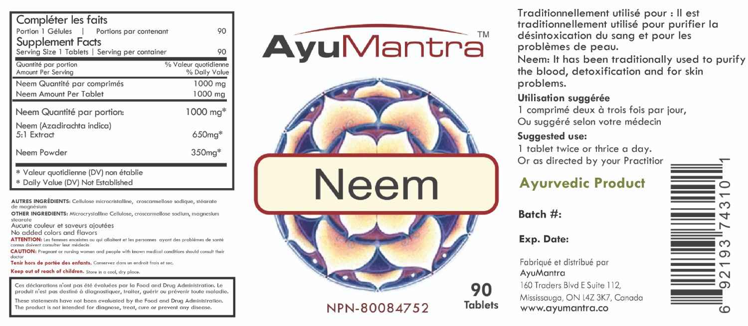 Buy Ayurvedic Neem Tablets Online | Canada and USA | Ayumantra