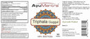 AyuMantra Triphala Guggul label with product details and branding.